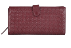 Bottega Veneta Intrecciato Long Wallet, Leather, Burgundy, 2484I, 2*
